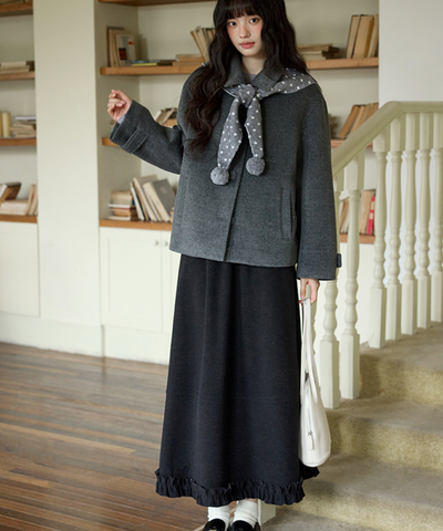 裾フリル切替ロングスカート