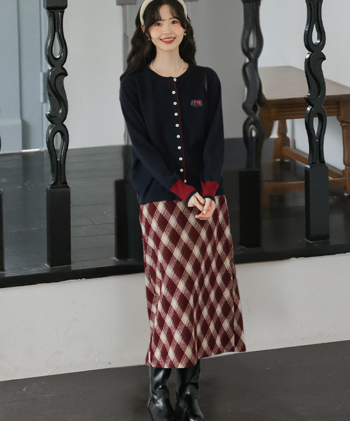 クラシックチェック柄Aラインスカート