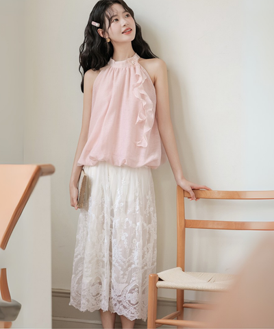 ホルターネックバルーンシルエットブラウス