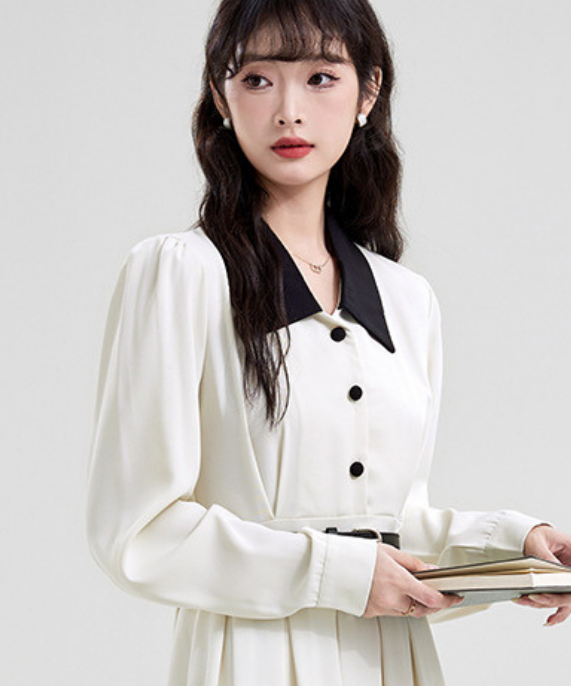 ウエストマークタックデザインバイカラーワンピース