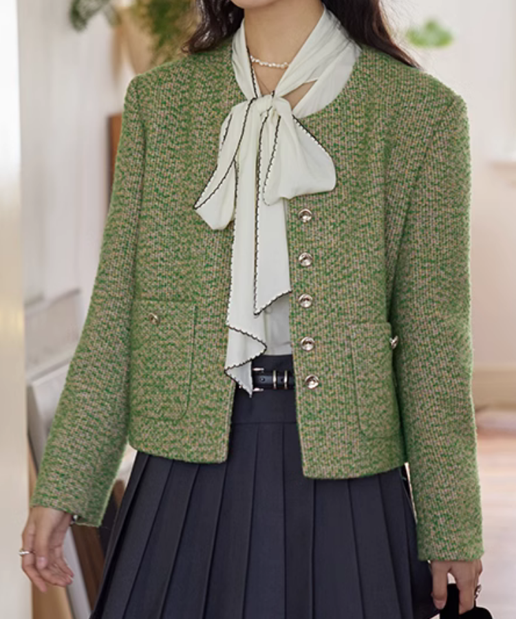 フレンチレトログリーンツイードジャケット – jemiremi