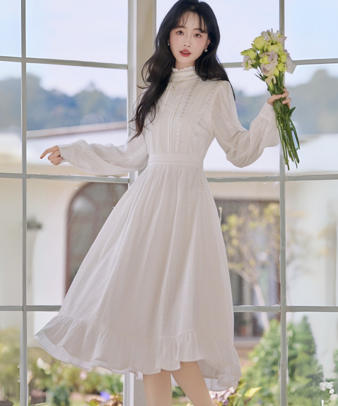 フリルハイネックピンタックレースワンピース – jemiremi（ジェミレミ）