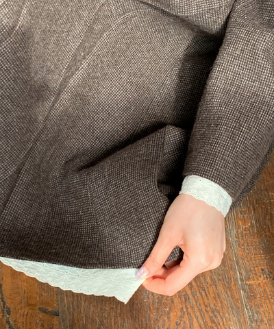 レースレイヤード袖ジャケット＋ボックスプリーツスカート 2点セット