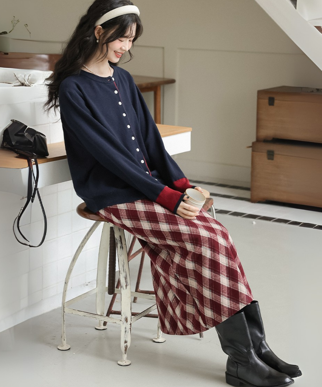 クラシックチェック柄Aラインスカート