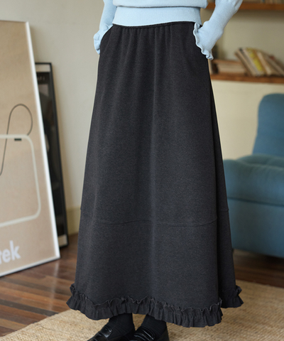 裾フリル切替ロングスカート