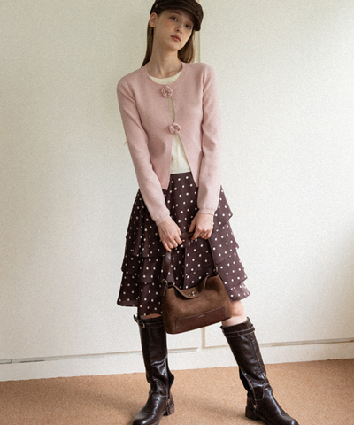 アシンメトリードットティアードスカート