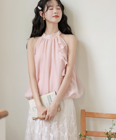 ホルターネックバルーンシルエットブラウス