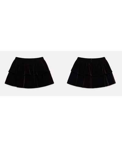 ティアードデザインベロアミニスカート