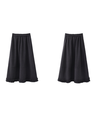 裾フリル切替ロングスカート