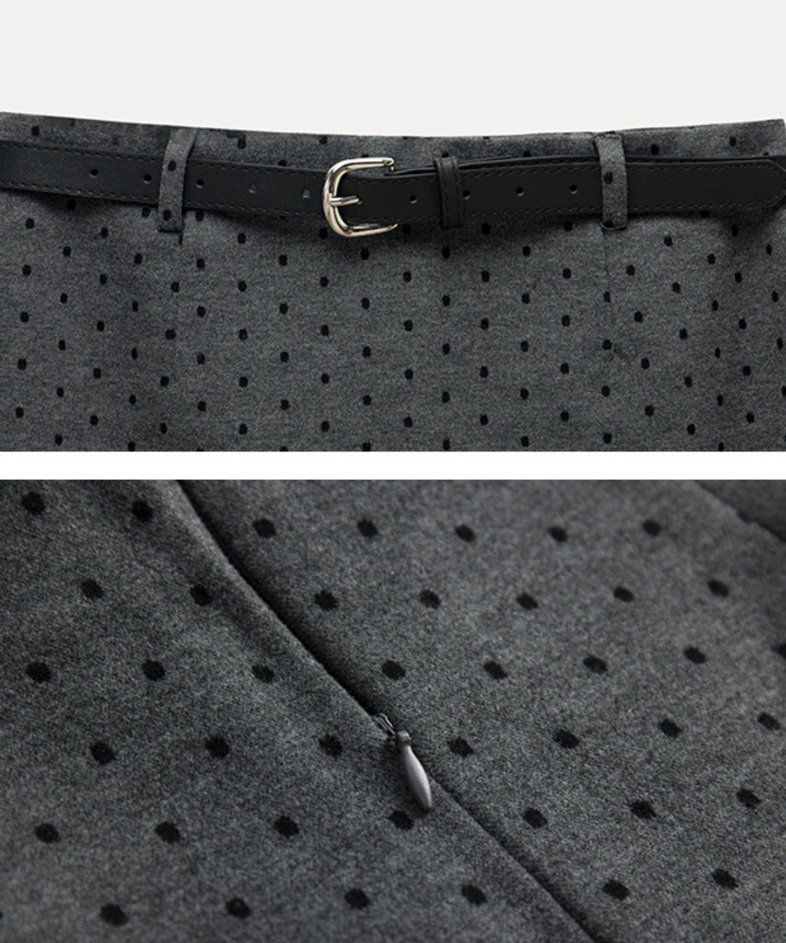 ベルト付きドット柄ミニスカート