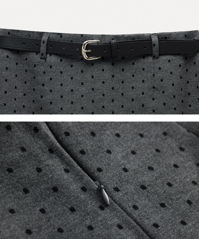 ベルト付きドット柄ミニスカート