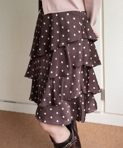 アシンメトリードットティアードスカート
