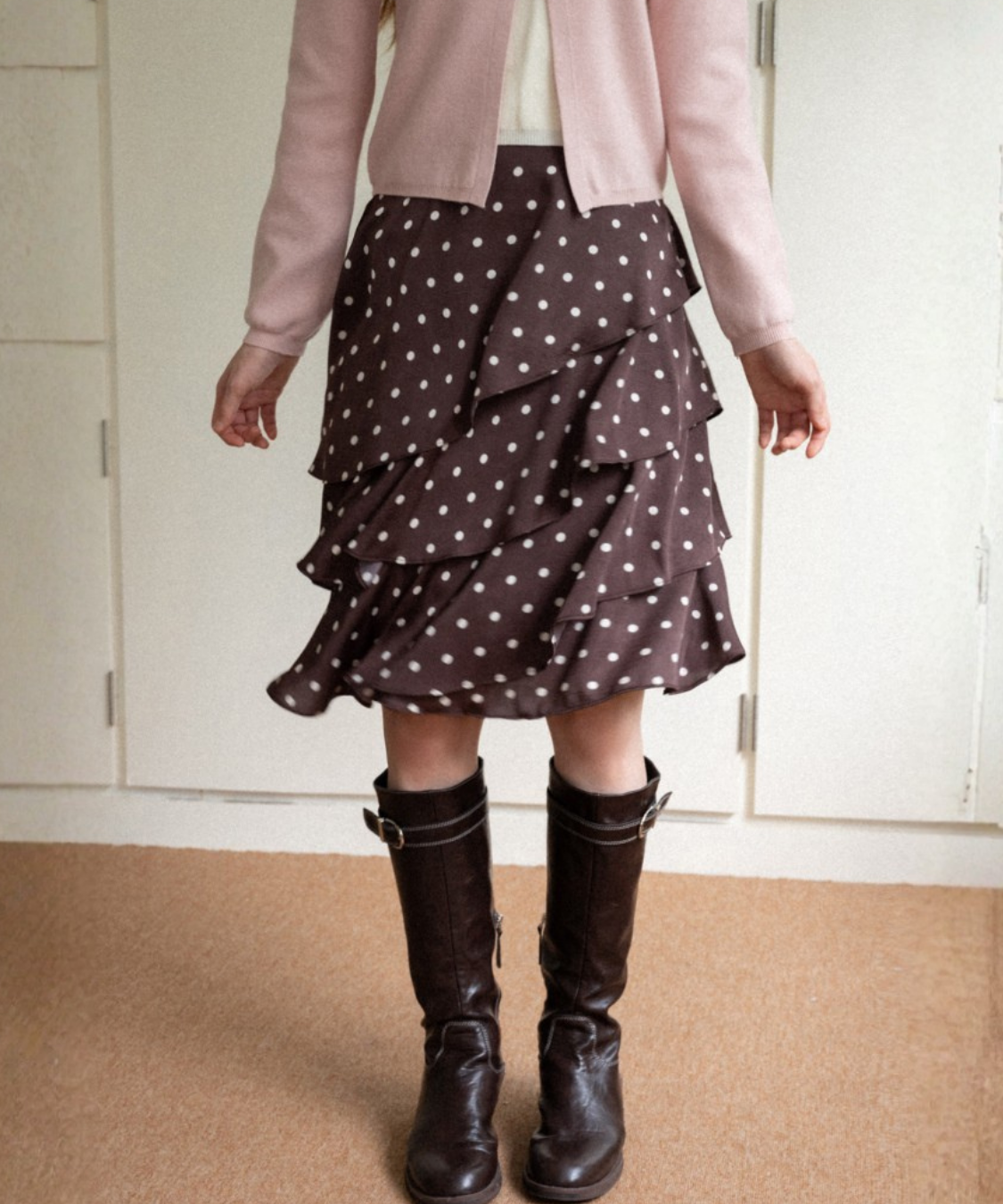 アシンメトリードットティアードスカート