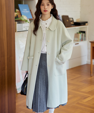 サイドボタンディテールラップ風プリーツスカート