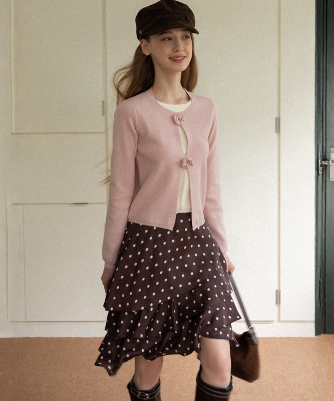 アシンメトリードットティアードスカート