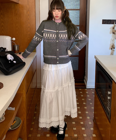 Wスカラップレースティアードスカート