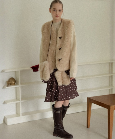 アシンメトリードットティアードスカート