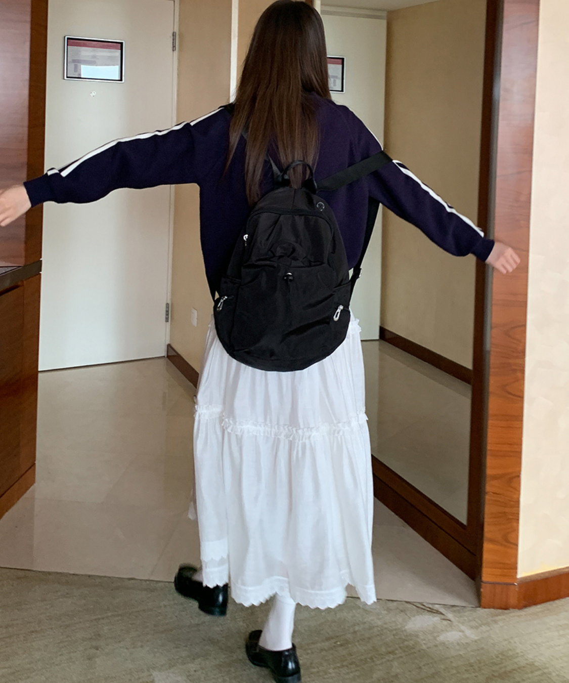 Wスカラップレースティアードスカート