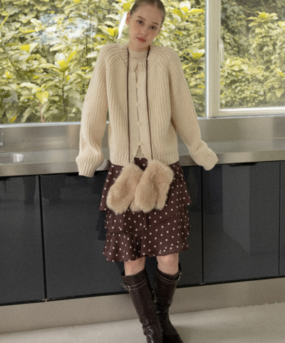 アシンメトリードットティアードスカート