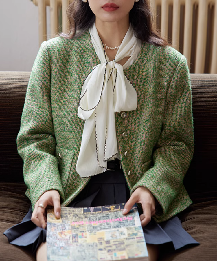 フレンチレトログリーンツイードジャケット – jemiremi