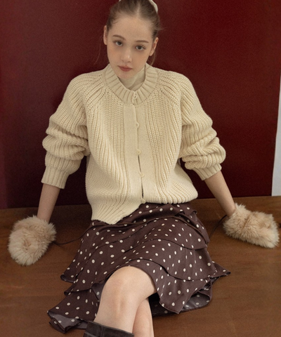 アシンメトリードットティアードスカート