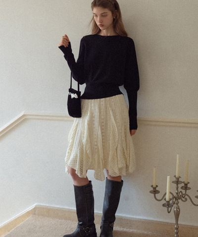 レースイレギュラーヘムスカート