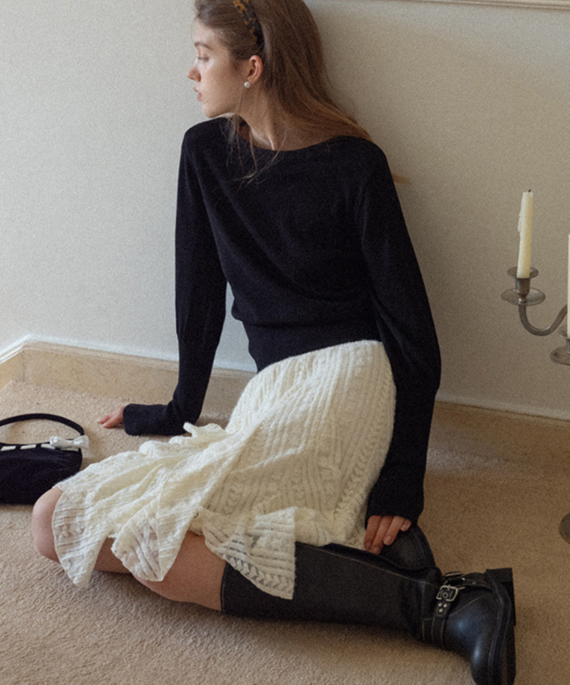 レースイレギュラーヘムスカート