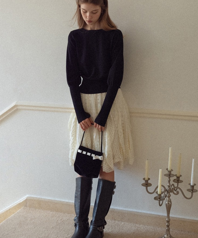 レースイレギュラーヘムスカート