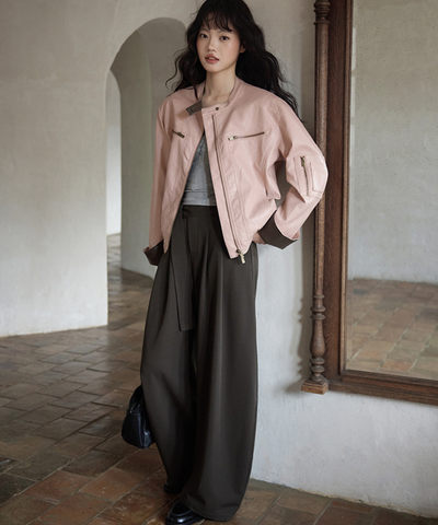 タック入りサイドリボンデザインパンツ