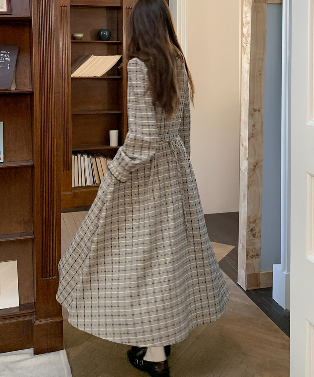 ラウンドカラーフリルチェックワンピース – jemiremi（ジェミレミ）