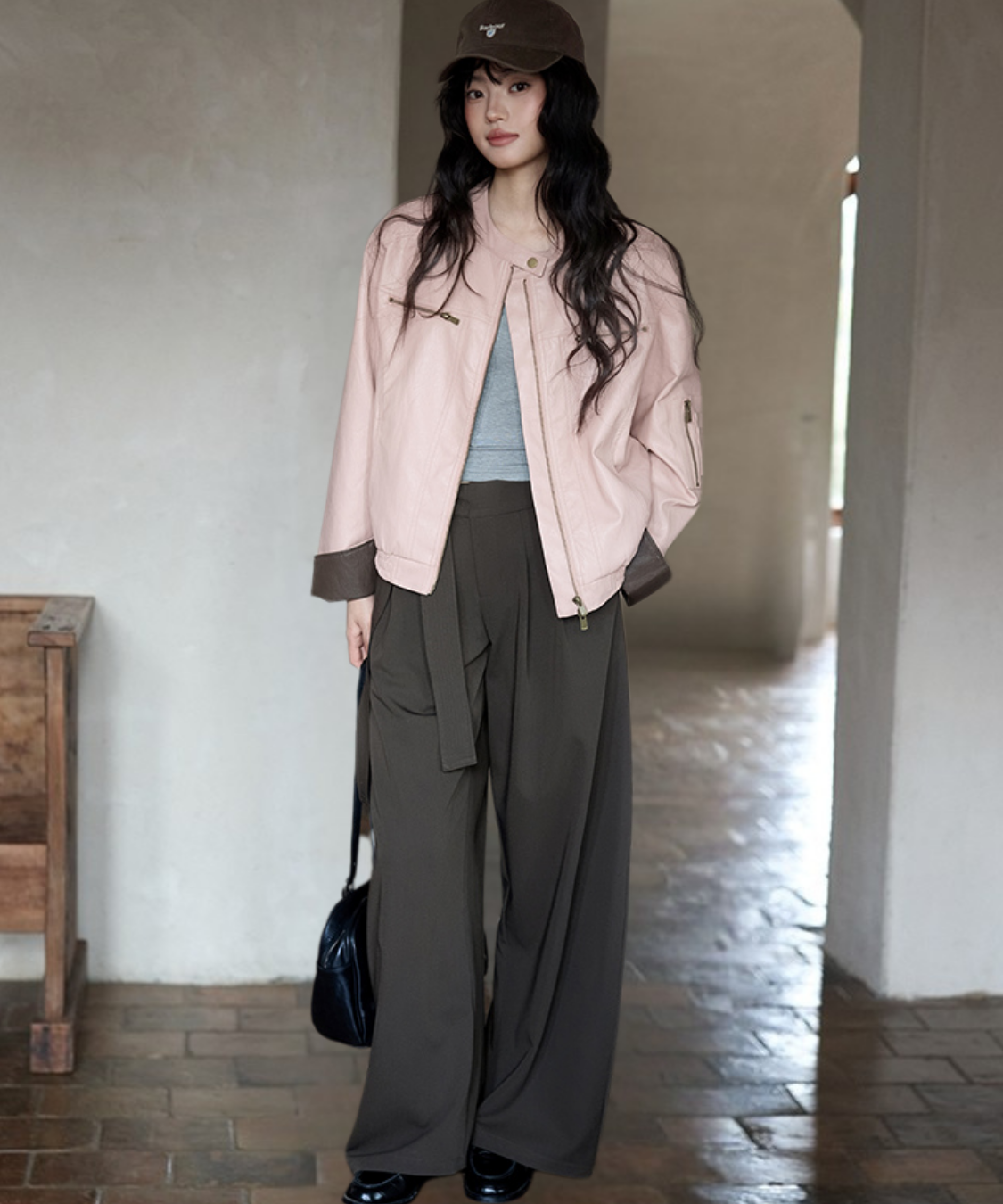 タック入りサイドリボンデザインパンツ