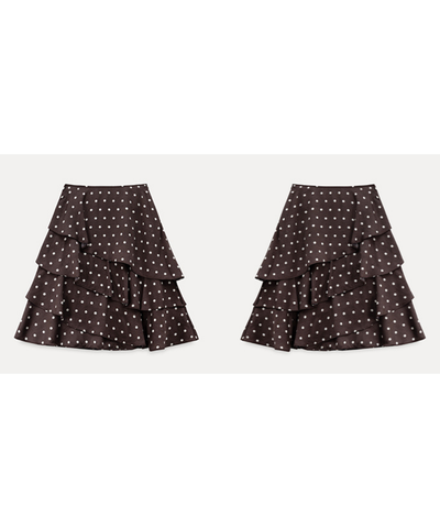 アシンメトリードットティアードスカート