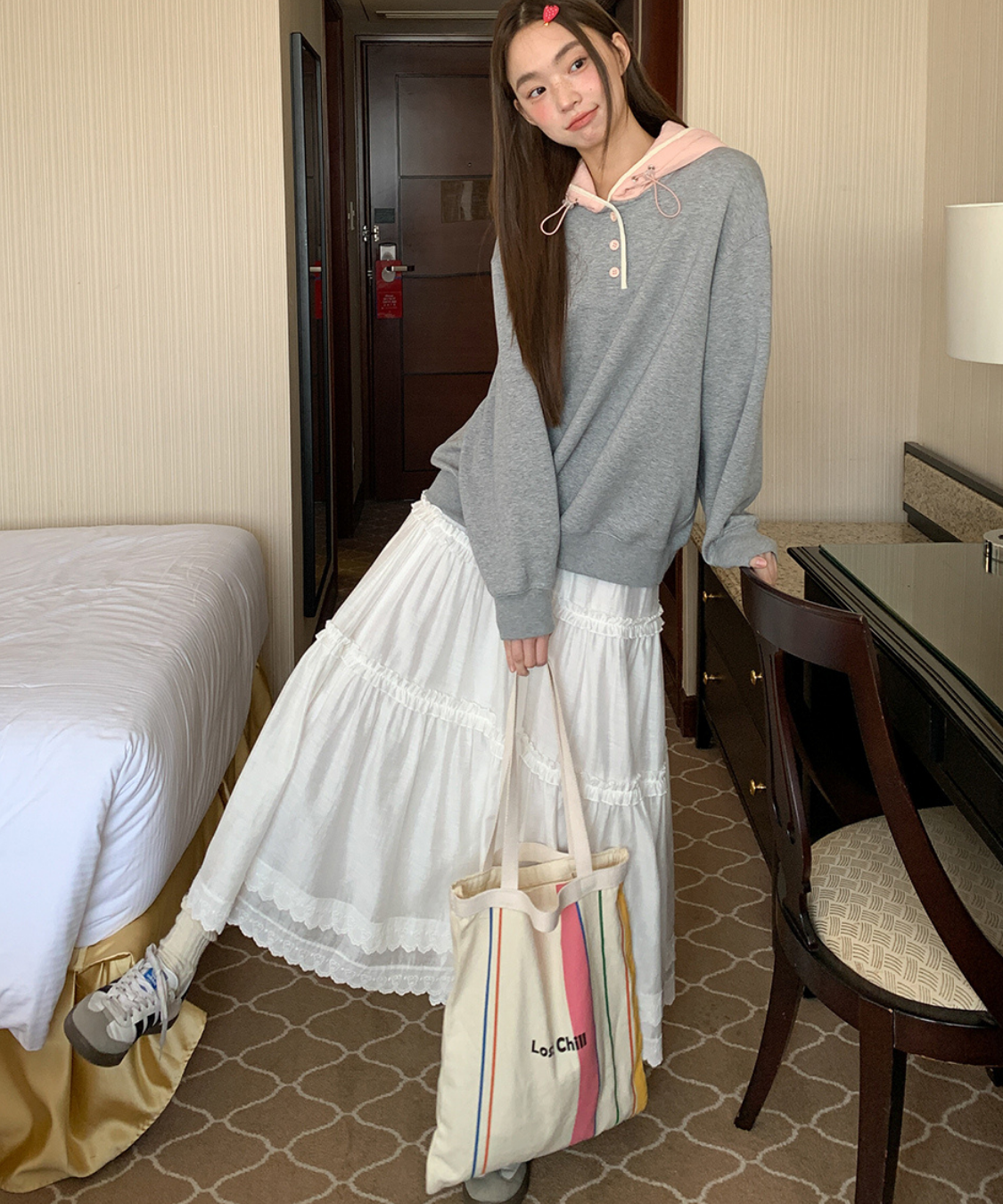 Wスカラップレースティアードスカート