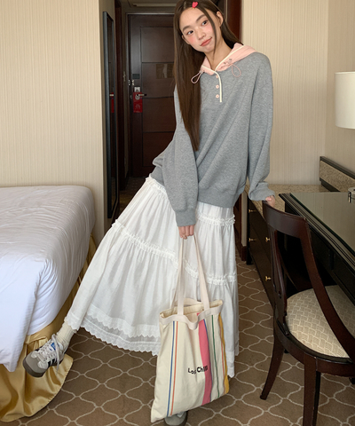 Wスカラップレースティアードスカート