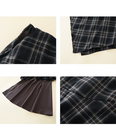 チェック柄アシンメトリーフレアスカート