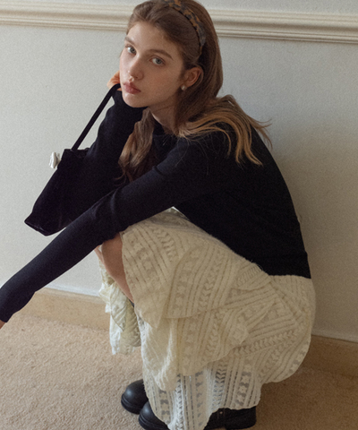 レースイレギュラーヘムスカート