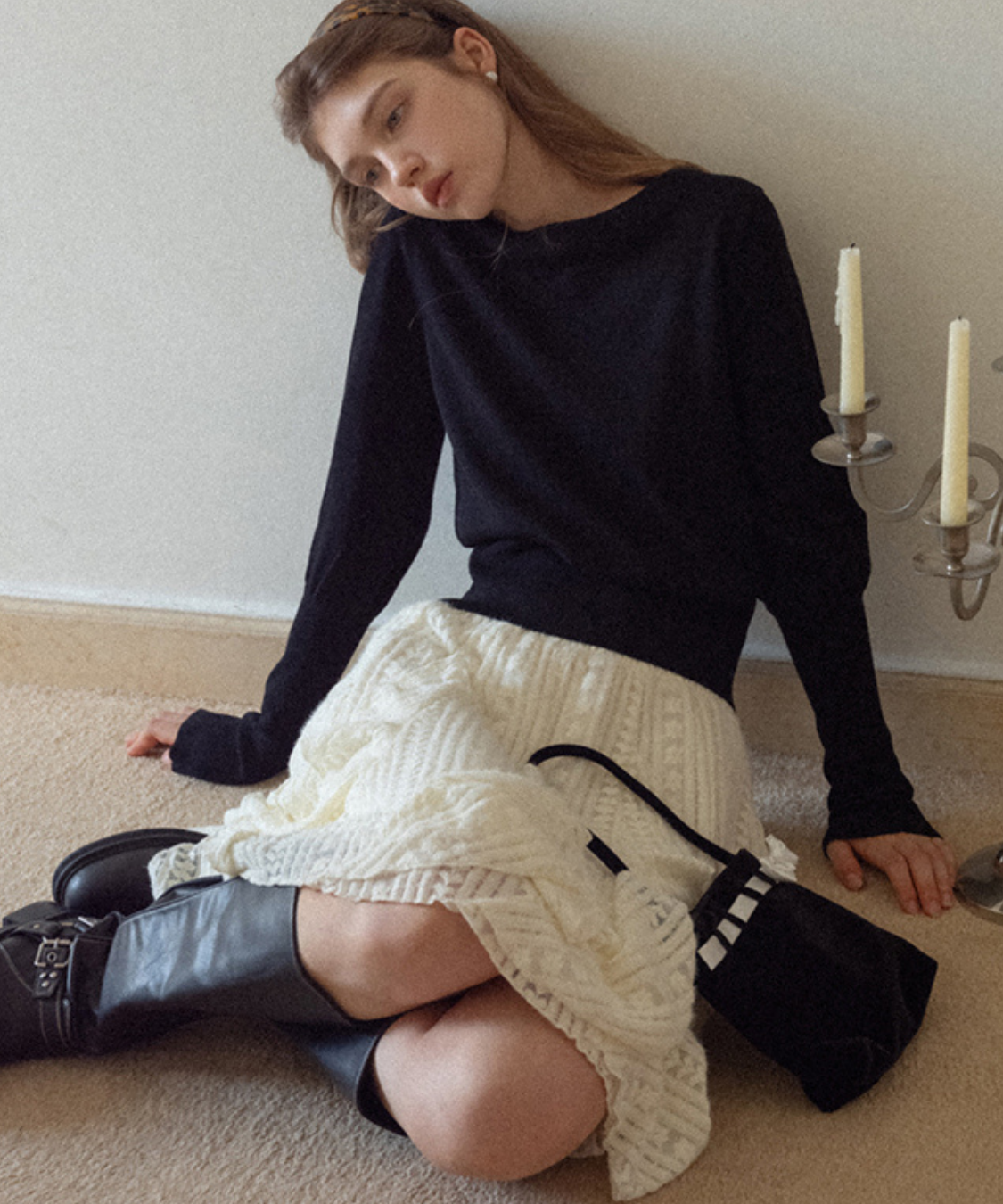 レースイレギュラーヘムスカート