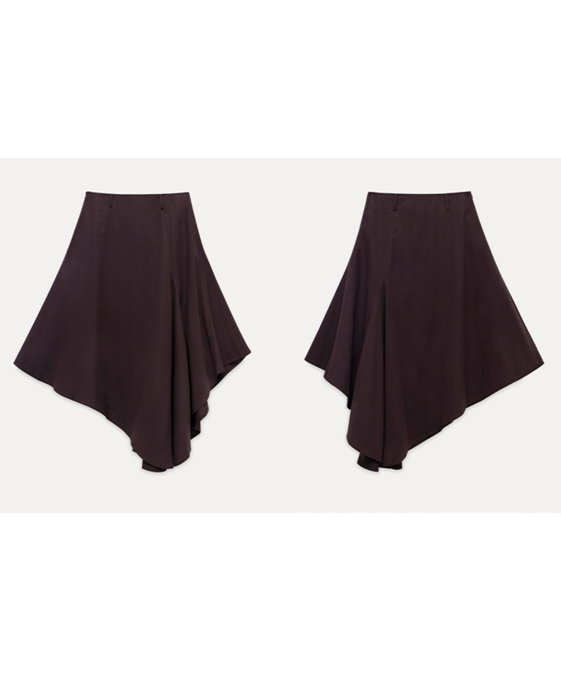 アシンメトリーヘムフレアスカート