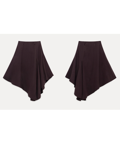 アシンメトリーヘムフレアスカート