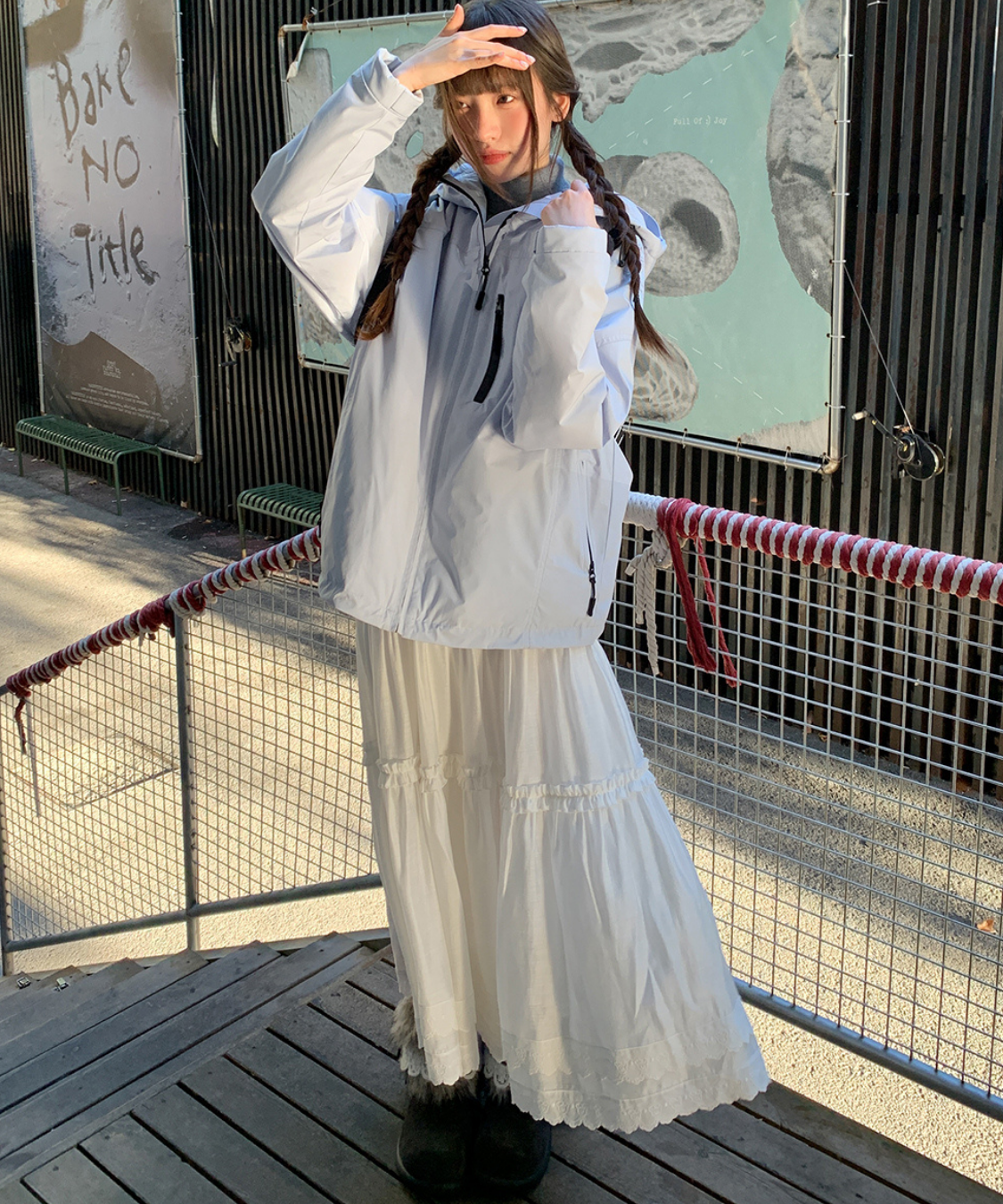 Wスカラップレースティアードスカート