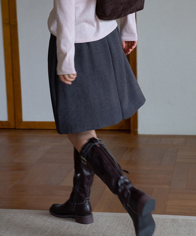 ベルトデザインボックスプリーツスカート