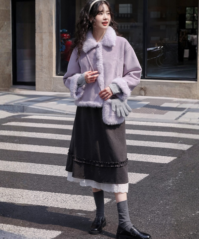 ペチ風裾レース付きAラインスカート