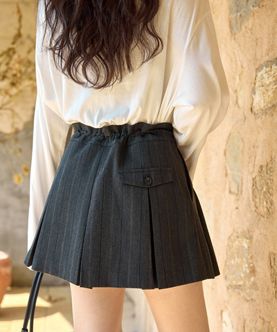 ドローストリングウエストピンストライプスカパン