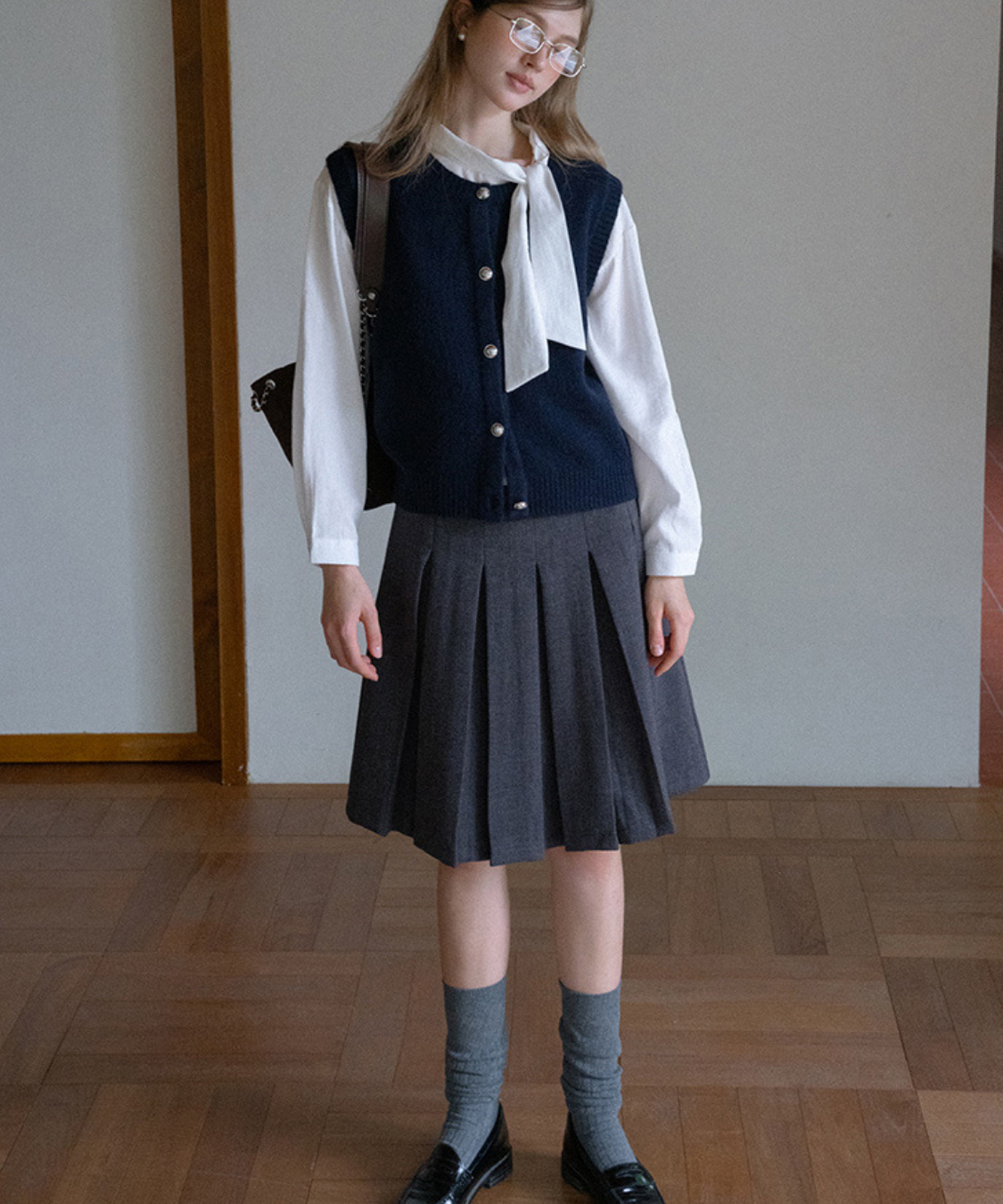 ベルトデザインボックスプリーツスカート