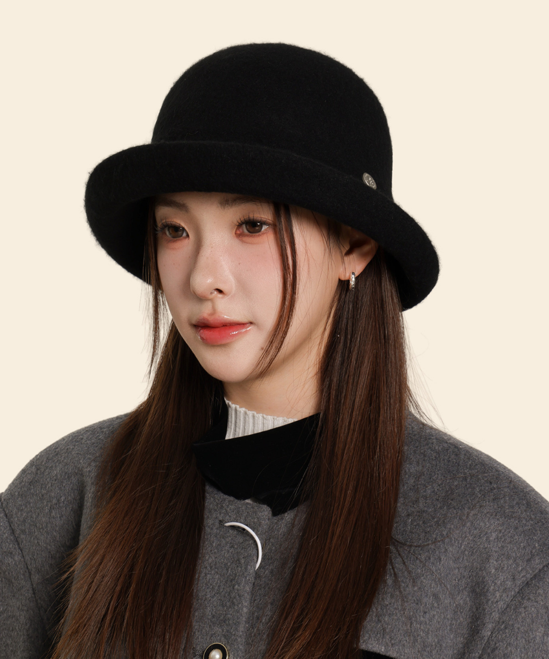 ウールフェルト調クローシュハット