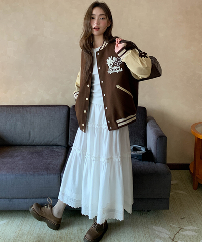 Wスカラップレースティアードスカート