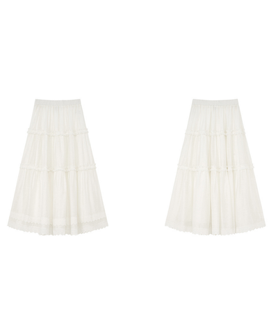 Wスカラップレースティアードスカート