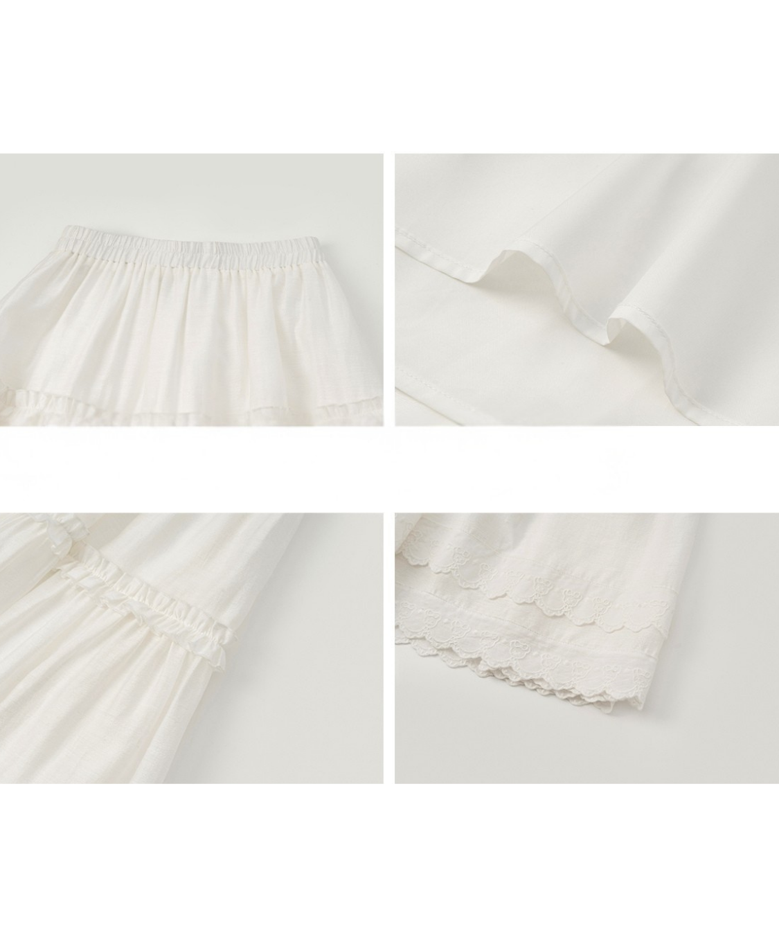 Wスカラップレースティアードスカート