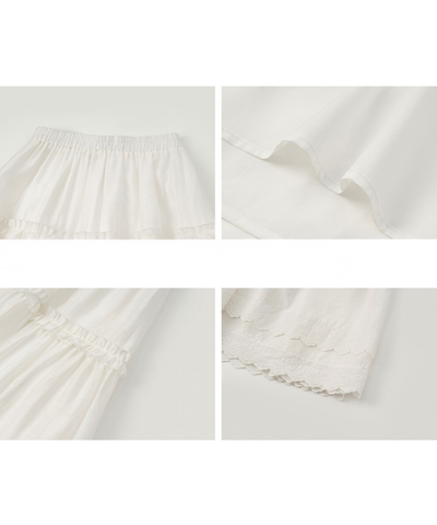 Wスカラップレースティアードスカート