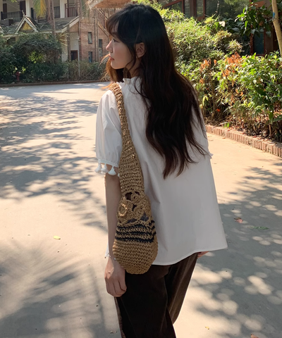 フリンジトリムブラウス